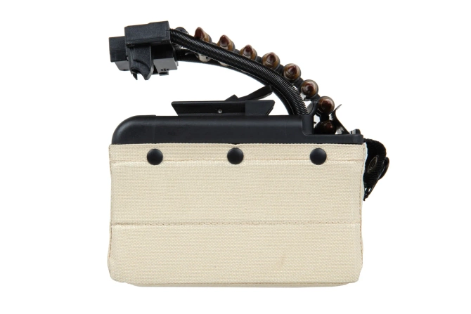 A&K electric box magazine for 2,000 BBs for M249 type replicas with imitation Tan ammunition