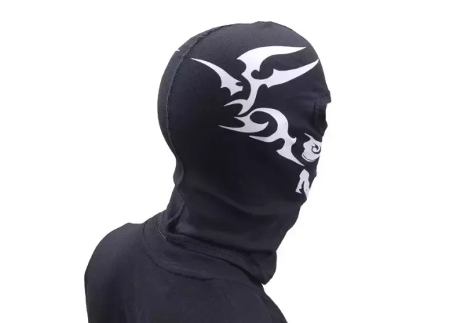 Kominiarka termoaktywna z nadrukiem, 2 otwory - CZARNA