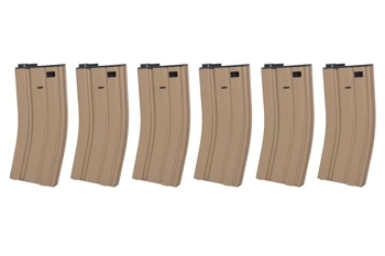 Set of 6 SRC Low-Cap magazines for M4 replicas for 70 rounds TAN