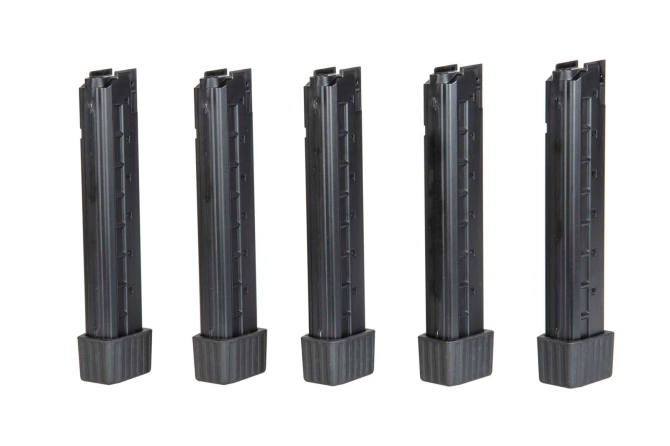 Set of 5 mid-cap, 110-pellet magazines for APC9 airsoft submachine guns