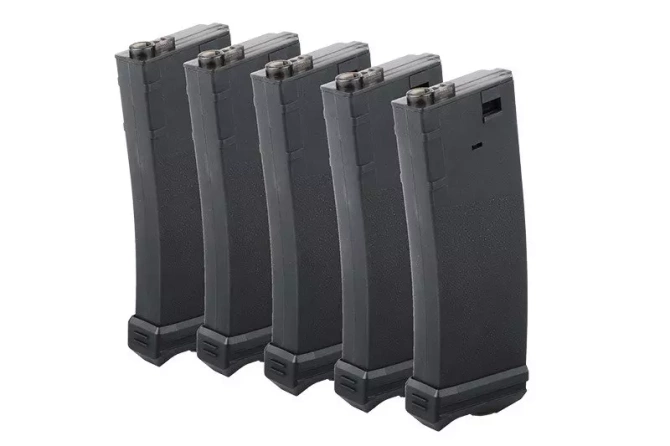 Set of 5 mid-cap 190-BB magazines for M4/M16