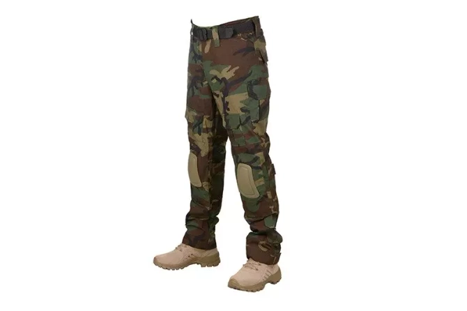 Spodnie Combat Uniform z nakolannikami - woodland