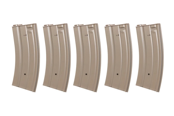 Zestaw 5 sztuk metalowych magazynków mid-cap 120 kulek Specna Arms Flat Dark Earth