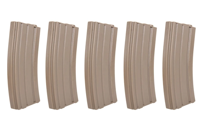 Zestaw 5 Magazynków Mid-Cap SRC do AR/M4 na 140 kulek Tan + speedloader