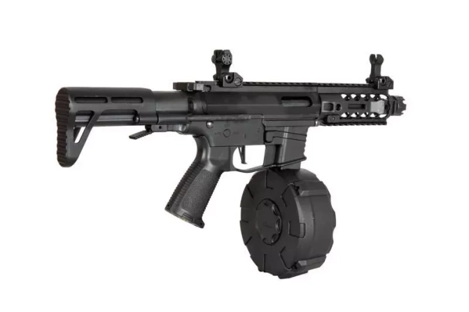 PX9 submachine gun replica (+ DRUM magazine) - black