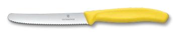 Swiss Classic, nóż, ostrze ząbkowane,11 cm, żółty - Victorinox