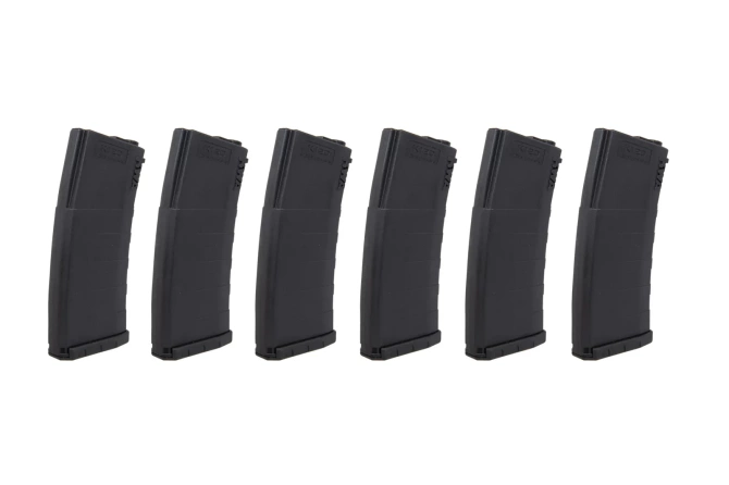 Set of 6 mid-cap KWA magazines for 120 BBs for M4/M16 replicas Black