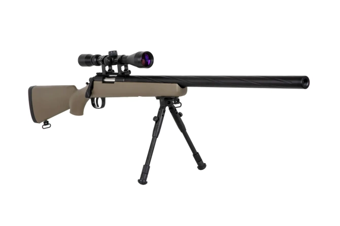 Specna Arms SA-S12 sniper airsoft rifle with scope and bipod Tan