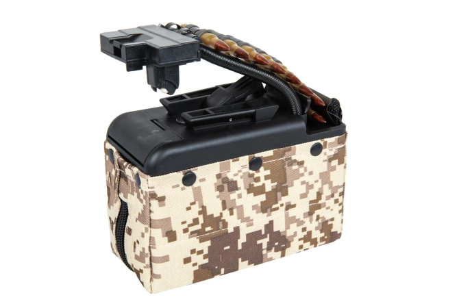 A&K electric box magazine for 2,000 rounds for M249 type replicas with imitation Digital Desert ammunition