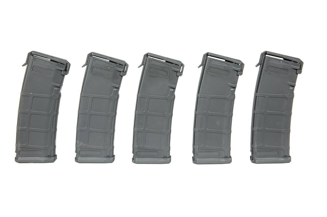 Zestaw 5 magazynków mid-cap typu PMAG 140 kulek do replik M4/M16 - szary