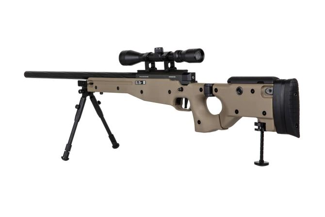 Specna Arms SA-S14 sniper airsoft rifle with scope and bipod Tan
