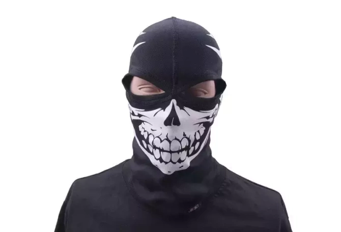 Kominiarka termoaktywna z nadrukiem, 2 otwory - CZARNA