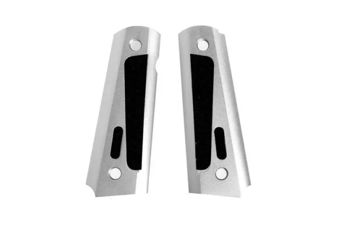 Aluminum Grip Covers TYPE B for Colt 1911 Pistols - silver