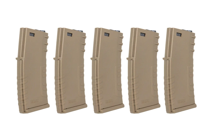 Zestaw 5 sztuk polimerowych magazynków mid-cap 120 kulek Specna Arms Flat Dark Earth