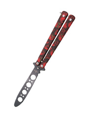Nóż motylkowy Third Decor Habitat Balisong K3102R Practice Fan Knife Non-Cutting Red Skull 420, Non-Edging Black 420 (TH-K3102R)