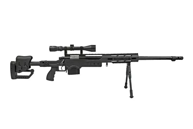 MB4411D sniper rifle replica with scope and bipod - black