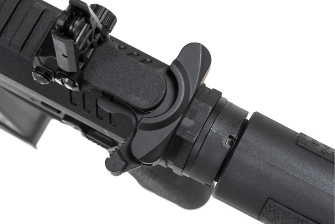 Pistolet maszynowy ASG Specna Arms M4 SA-FX01 FLEX™ HAL ETU Czarny z pomarańczowym urządzeniem wylotowym