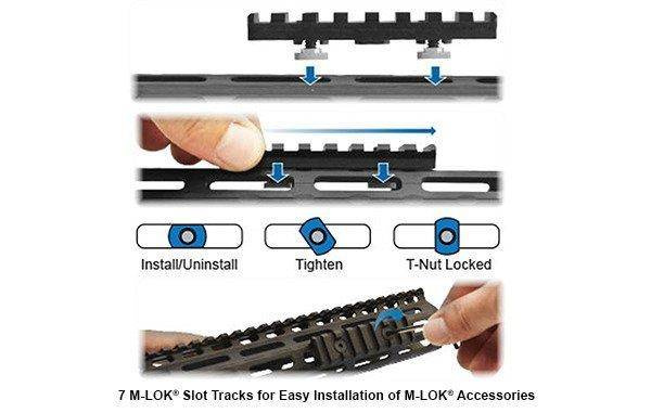 Front AR15 Super Slim M-LOK® Drop-in Carbine Length - czarny