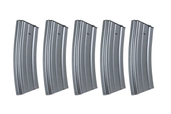 Set of 5 real-cap 30-ball metal magazines Specna Arms Grey