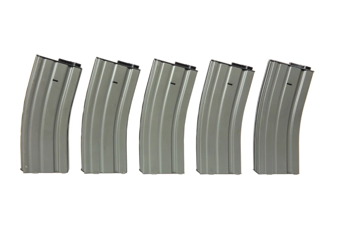 Set of 5 Mid-Cap 120 BB Magazines for M4/M16 Replicas - Grey