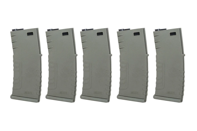 Set of 5 polymer mid-cap 120 ball magazines Specna Arms Olive