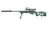 Karabin snajperski ASG Snow Wolf SW-98 z dwójnogiem, lunetą i tłumikiem