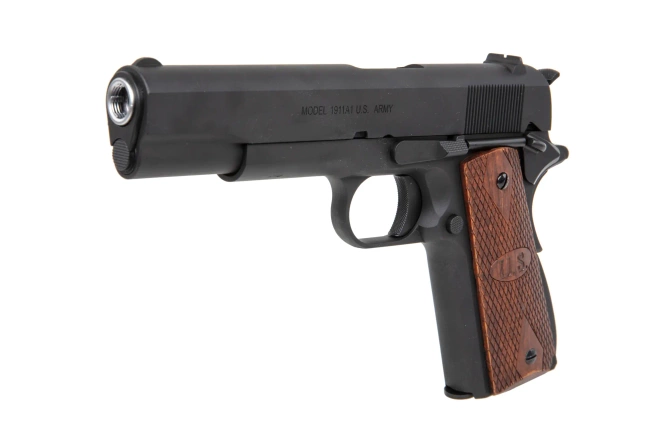 GBB CyberGun Auto Ordnance M1911A1 pistol - Matt Black Wood