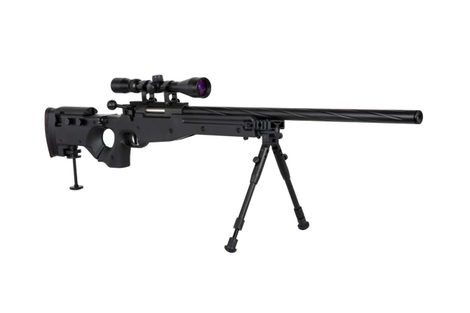 Specna Arms SA-S14 sniper airsoft rifle with scope and bipod Black