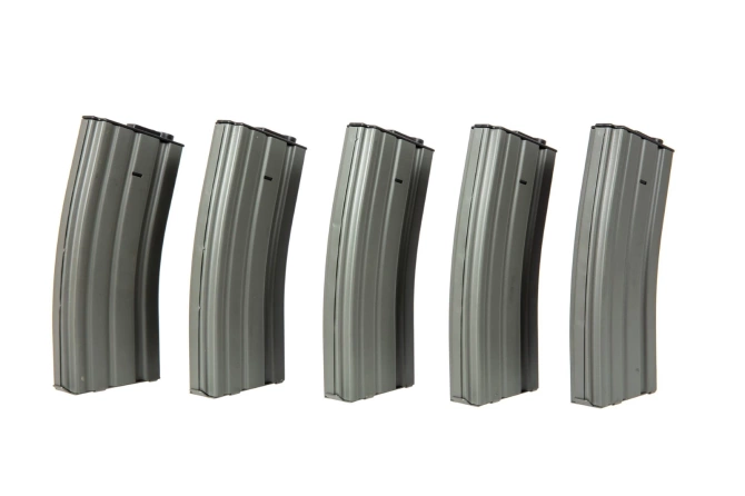 Set of 5 Mid-Cap 120 BB Magazines for M4/M16 Replicas - Grey