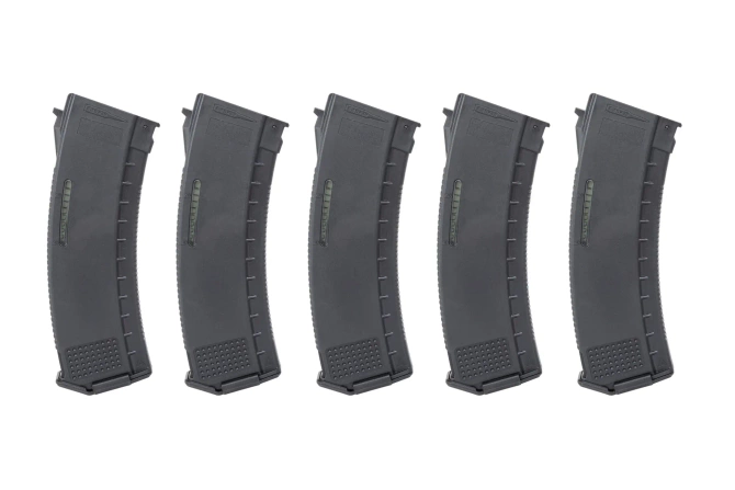 Zestaw 5 magazynków Mid-Cap 130/30 kulek Arcturus EMM AK MOD1 Variable-Cap Windowed do replik AK Czarny