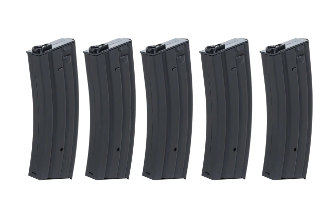 Set of 5 real-cap 30-ball metal magazines Specna Arms Black