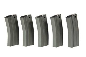 Zestaw 5 magazynków Mid-Cap na 120 kulek do replik M4/M16 - szary