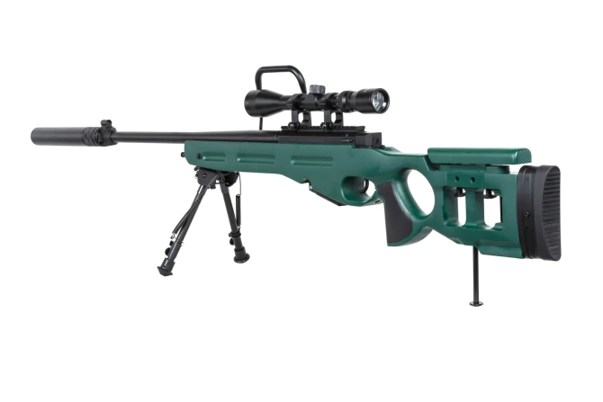 Snow Wolf SW-98 airsoft sniper rifle with bipod, scope and silencer