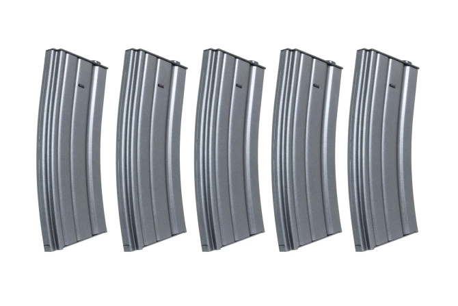 Set of 5 low-cap 70-ball metal magazines Specna Arms Grey
