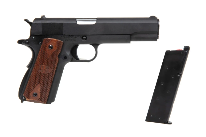 GBB CyberGun Auto Ordnance M1911A1 pistol - Matt Black Wood