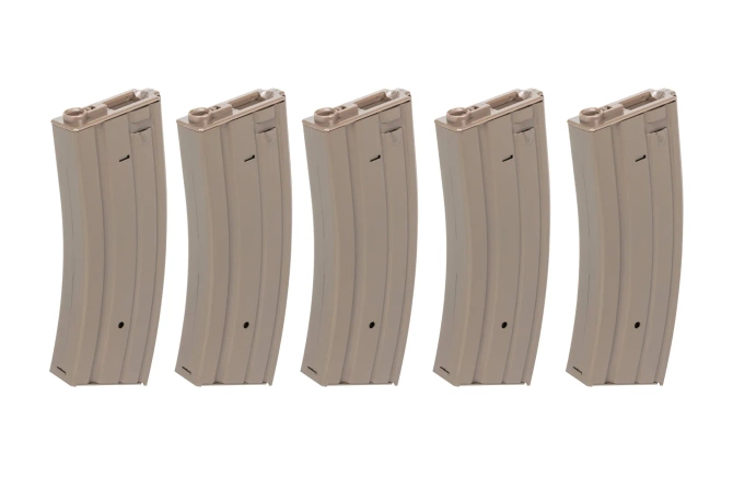 Set of 5 metal hi-cap 300 ball magazines Specna Arms Flat Dark Earth