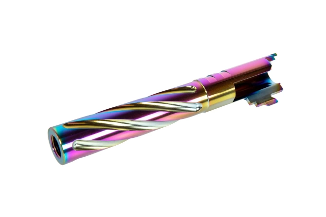 Aluminiowa lufa zewnętrzna LA Capa Customs TORNADO do replik TM Hi-Capa 5.1 Tęczowa