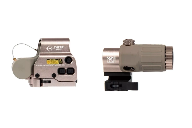 Replika celownika holograficznego Hybrid 558B z magnifierem - Tan