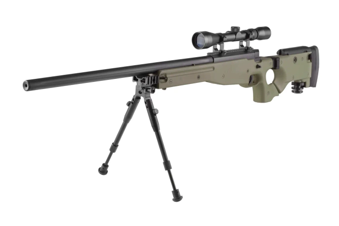 Well MB08D airsoft sniper rifle with scope and bipod Olive