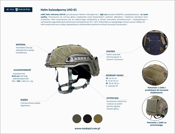 Hełm balistyczny Maskpol LHO-01 Oliwkowy