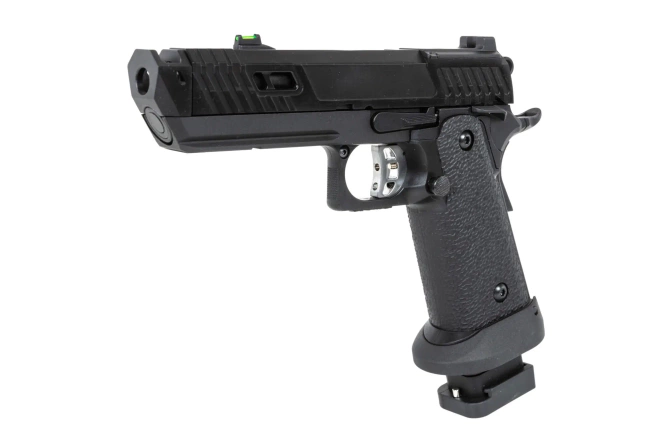 airsoft SRC Dark Viper DUAL POWER pistol with green gas magazine Black