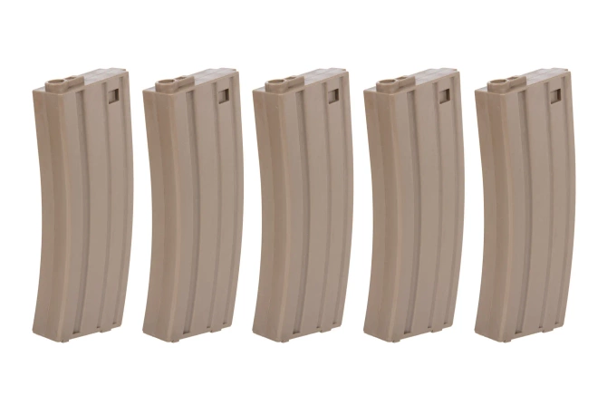 Set of 5 Mid-Cap SRC magazines for AR/M4 for 140 pellets Tan + speedloader
