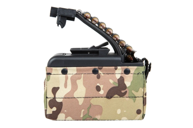 A&K electric box magazine for 2,000 rounds for M249 type replicas with imitation Multicam ammunition