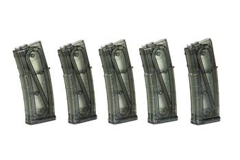 Set of 5 Mid-Cap 130 BB Magazines for M4/M16 – Transparent