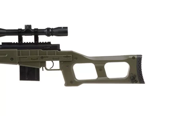 Replika karabinu snajperskiego MB4409D - z lunetą i dwójnogiem - oliwkowa
