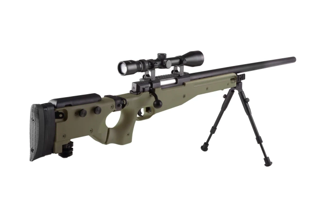 Well MB08D airsoft sniper rifle with scope and bipod Olive