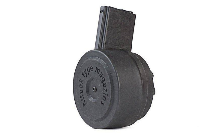 Magazynek bębnowy Attack Type 1500 kulek do replik M4/M16 - Czarny