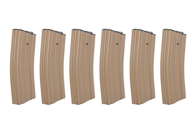 Set of 6 SRC Low-Cap magazines for M4 replicas for 70 rounds TAN