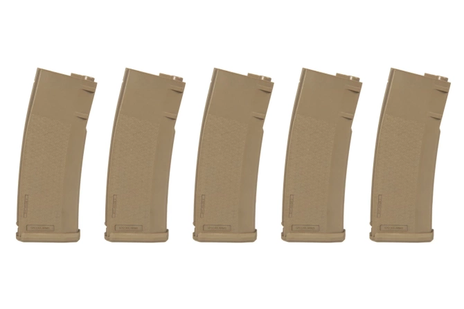 Set of 5 S-Mag Mid-Cap magazines for 125 BBs - tan
