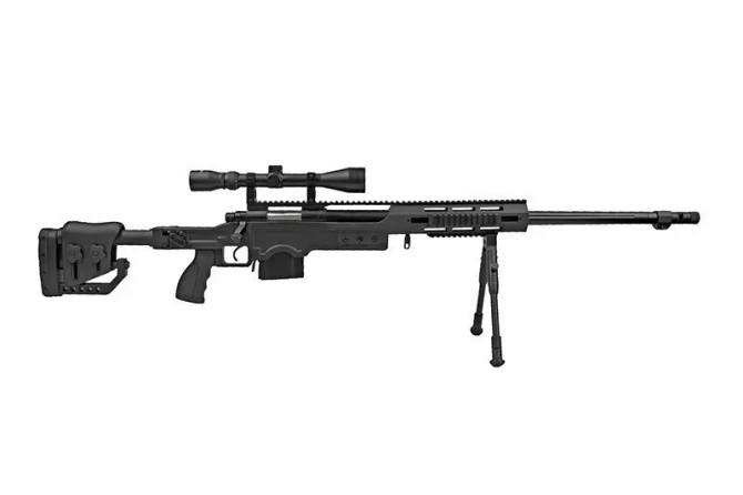 MB4411D sniper rifle replica with scope and bipod - black